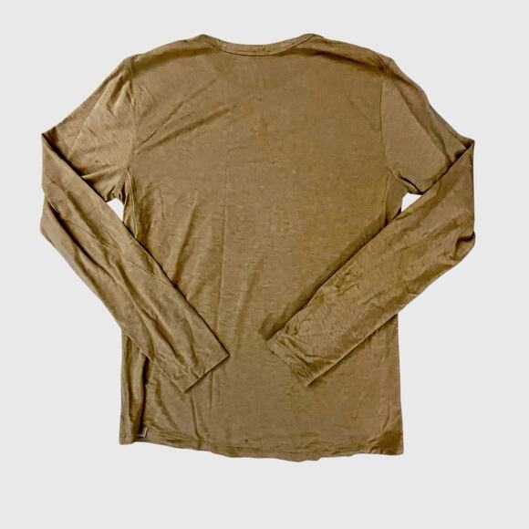 Lululemon Love Long Sleeve Top Womens Small Brown Mustard Pima Cotton Tee - Picture 7 of 7